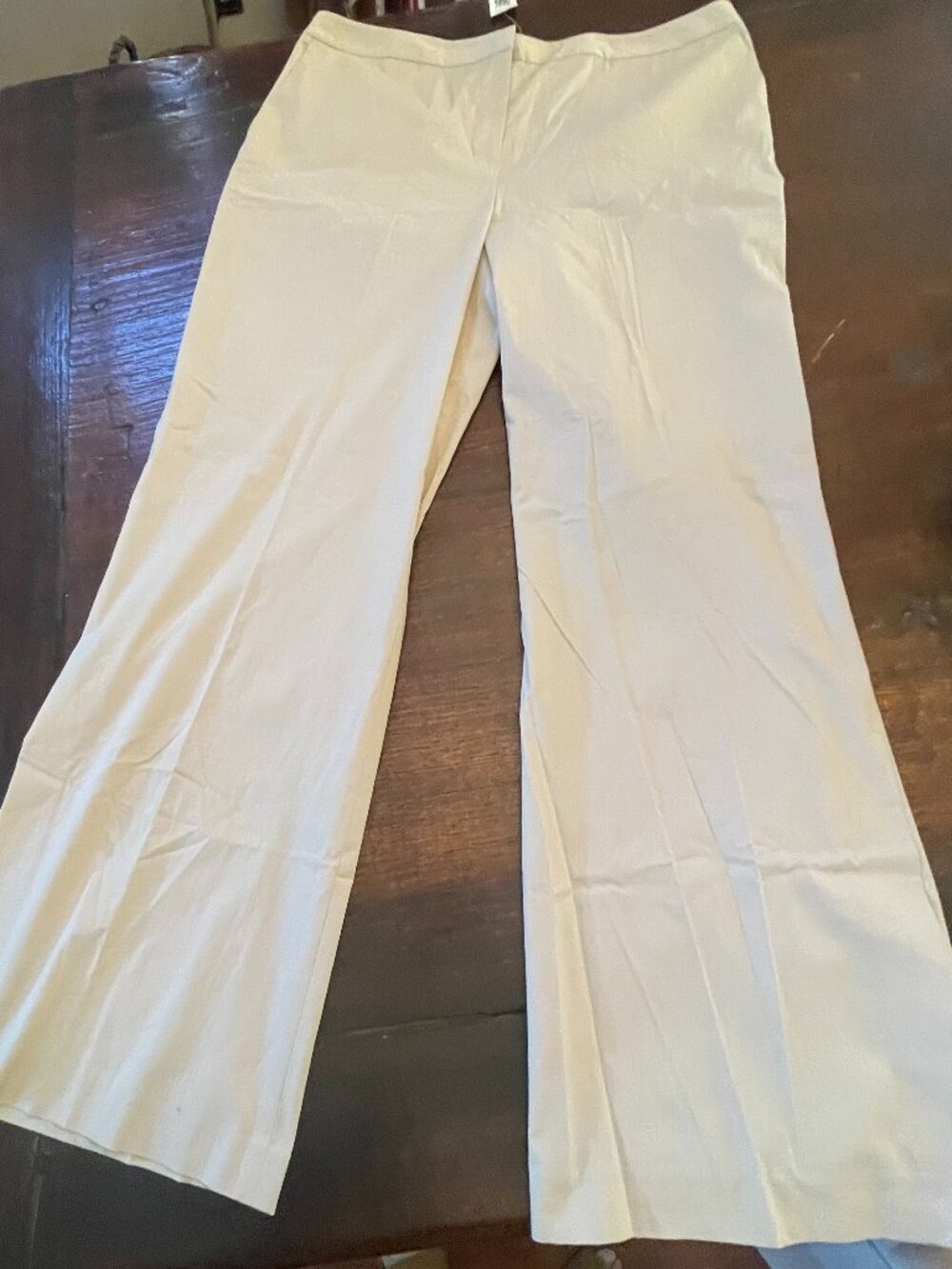 Ann Taylor Loft Stretch Beige Khaki Straight Leg Pants Trousers Ctn Blend 16 NEW